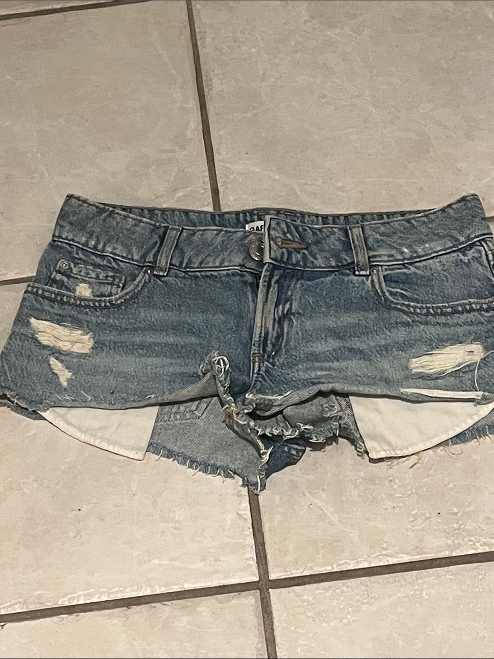 Garage Distressed Denim Jean Shorts - Blue